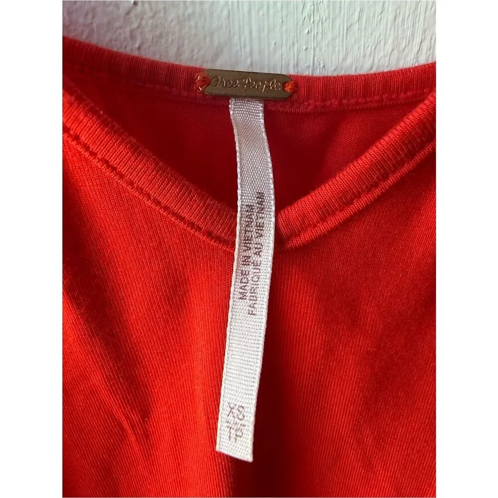 Free People Women Red Adjustable Strap Slip Lounge Mini Dress XS Boho Casual